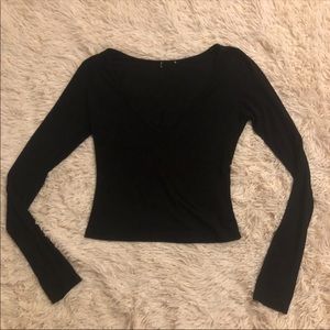 Brandy Melville Crop Long Sleeve V-Neck Top